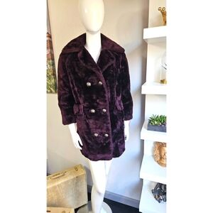 NWT Vintage Purple Teddy Bear Peacoat